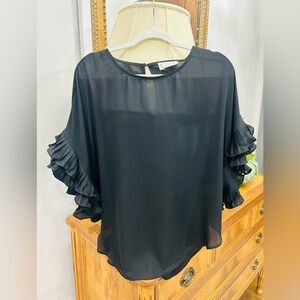 Chic Black Ruffle Sleeve Blouse